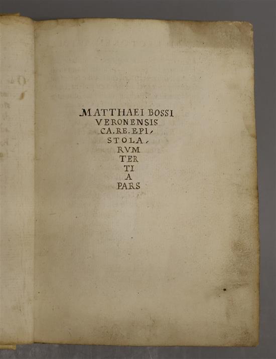 Bossus, Matthaeus (1428-1502), Matthaei Bossi Veronensis Ca. Re. Epistolarvm Tertia Pars, 1502,